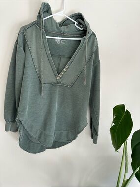 Pilcro Green Hooded Long Sleeve Top